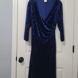 Blue Velvet Dress Womens Size 12 Vintage 90s